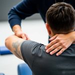 Shoulder treatment: Man receiving physical therapy